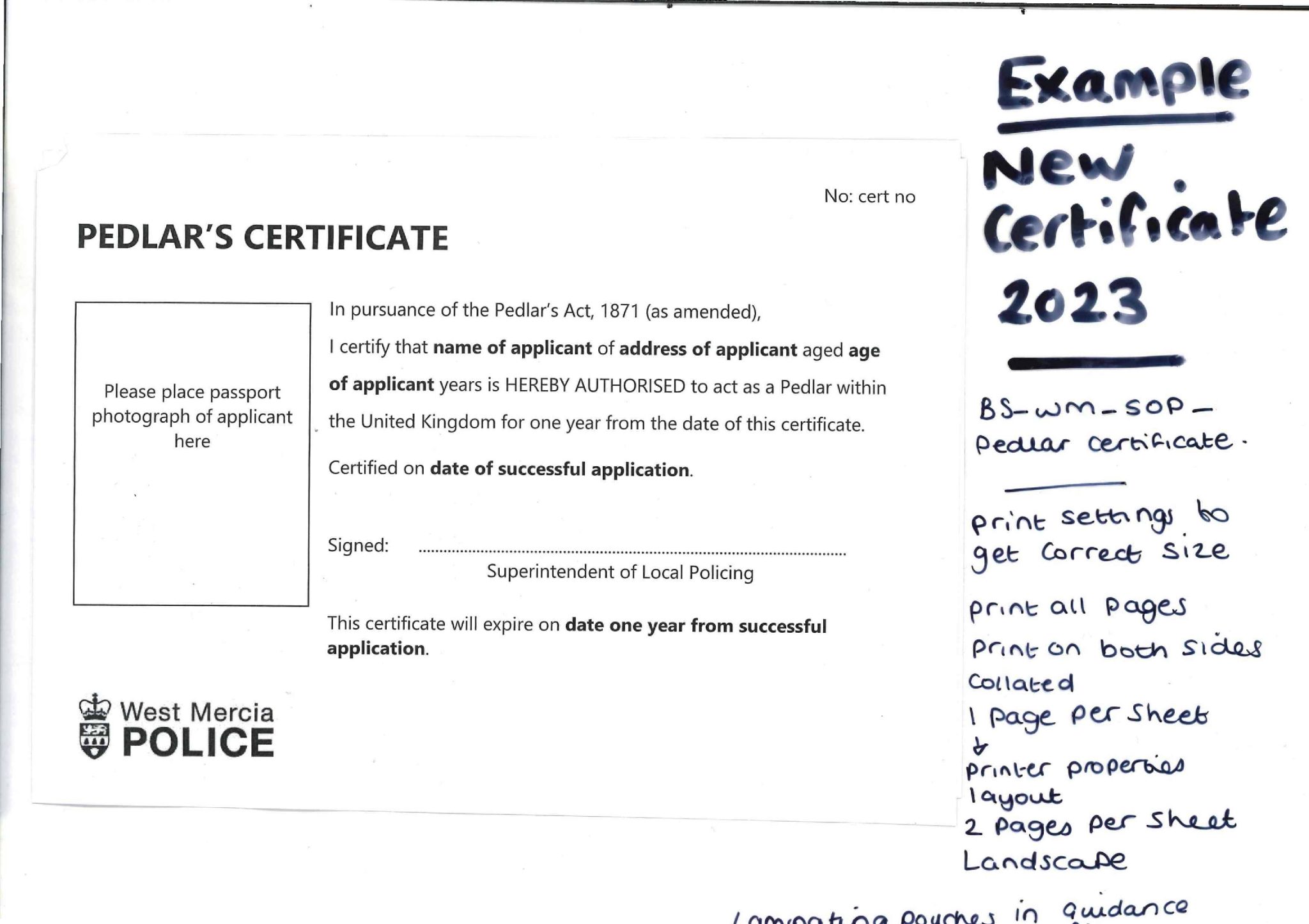 Licenced Pedlars Fairfield Village Community Association